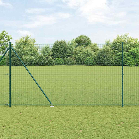 Kerítés oszlopokkal Zöld 1.5 x 10 m Acél