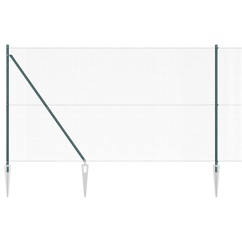 Kerítés oszlopokkal Zöld 1.5 x 10 m Acél
