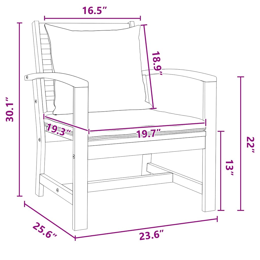 Kerti székek 2 pcs Természetes 60 x 65 x 76.5 cm Tömör tíkfa