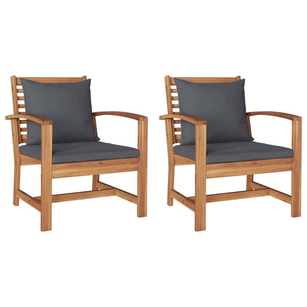 Kerti székek 2 pcs Természetes 60 x 65 x 76.5 cm Tömör tíkfa