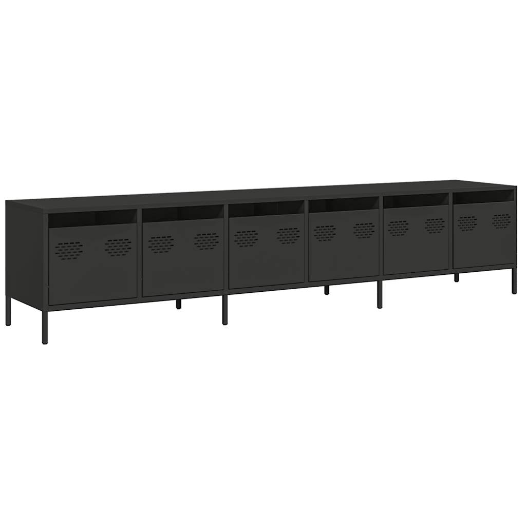 fekete hidegen hengerelt acél TV-szekrény 202 x 39 x 43,5 cm