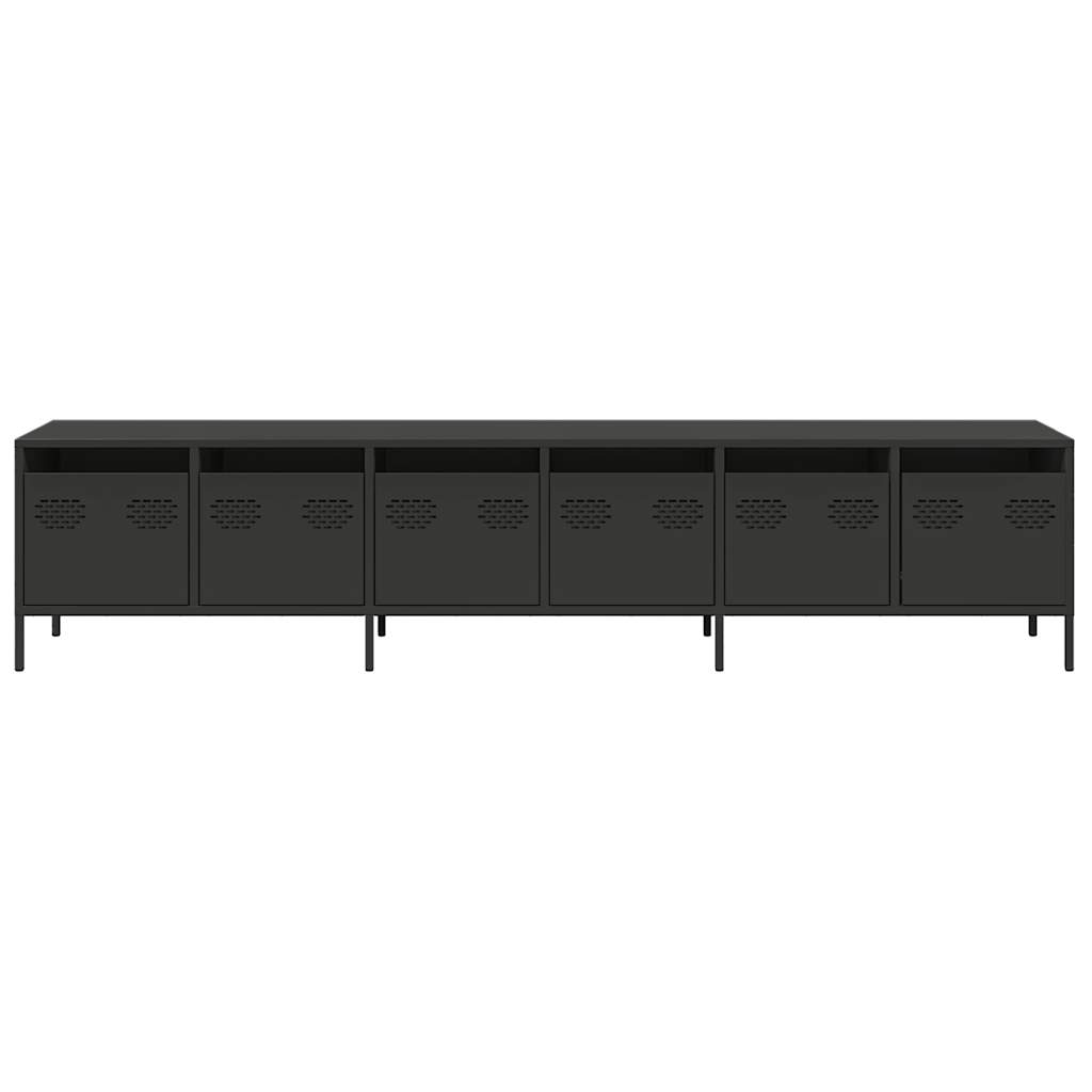 fekete hidegen hengerelt acél TV-szekrény 202 x 39 x 43,5 cm