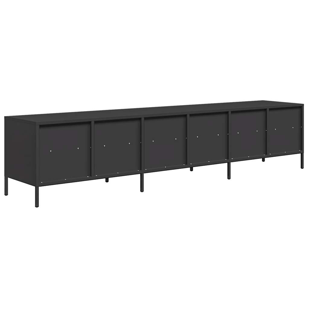 fekete hidegen hengerelt acél TV-szekrény 202 x 39 x 43,5 cm