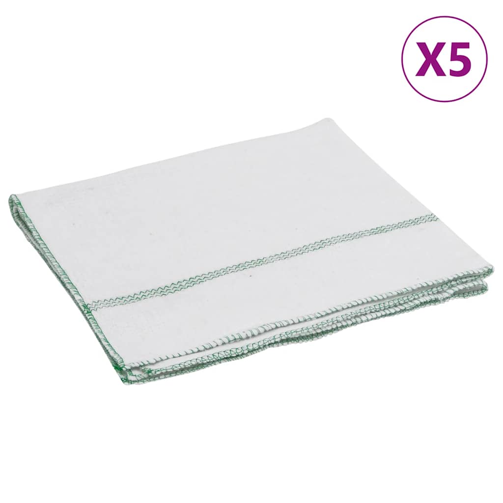 5 db fehér tisztító kendők zöld csíkokkal 50 x 60 cm