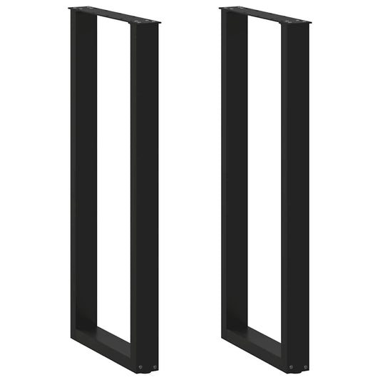 2 db fekete U-alakú acél bárasztalláb 50 x (110-111) cm