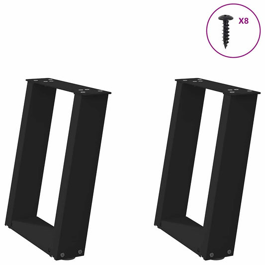 2 db U alakú dohányzóasztal láb fekete 28 x (42-43) cm acél dohányzóasztal láb