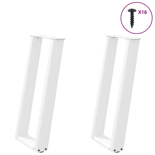 2 db fehér, U alakú acél konzolasztal láb 38x(72-73) cm