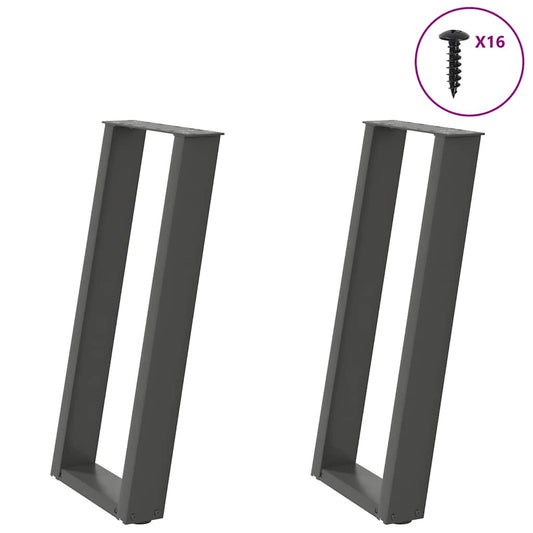 2 db antracitszürke U-alakú acél konzolasztal láb 38x(72-73) cm