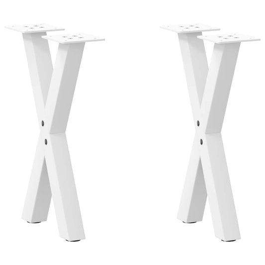 2 db fehér, X alakú acél dohányzóasztal láb 28 x (42-43) cm