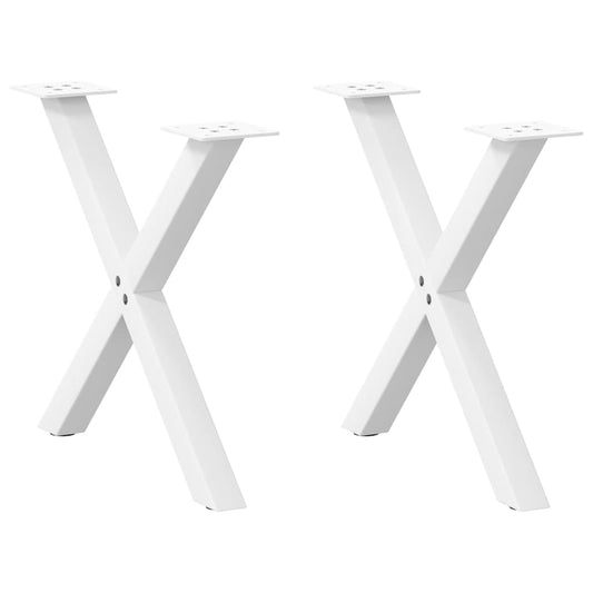 2 db fehér, X alakú acél dohányzóasztal láb 50 x (42-43) cm