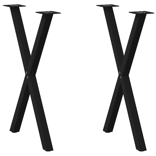 2 db X alakú étkezőasztal láb fekete acél 50 x (72-73) cm