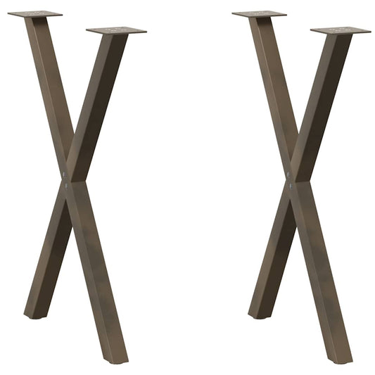 2 db X alakú étkezőasztal láb natúr acél 50x(72-73) cm