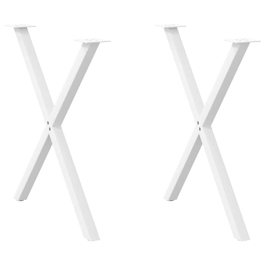 2 db X alakú étkezőasztal láb fehér 70 x (72-73) cm acél étkezőasztal láb