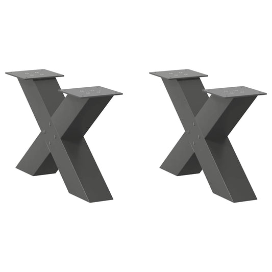 2 db antracitszürke X-alakú acél dohányzóasztal láb 60x(30-31) cm