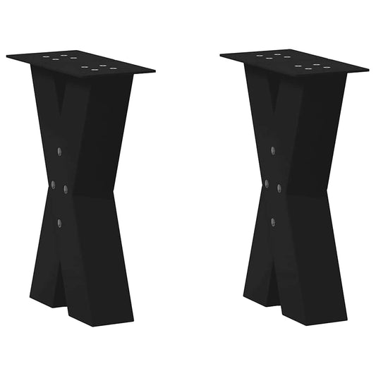 2 db fekete, X alakú acél dohányzóasztal láb 28 x (42-43) cm