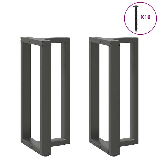 2 db antracitszürke T-alakú acél bárasztalláb 40x35x(90-91) cm