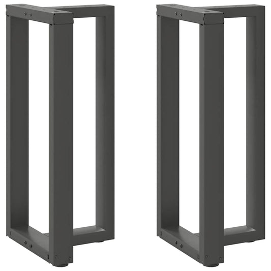 2 db antracitszürke T-alakú acél bárasztalláb 50x35x(90-91) cm