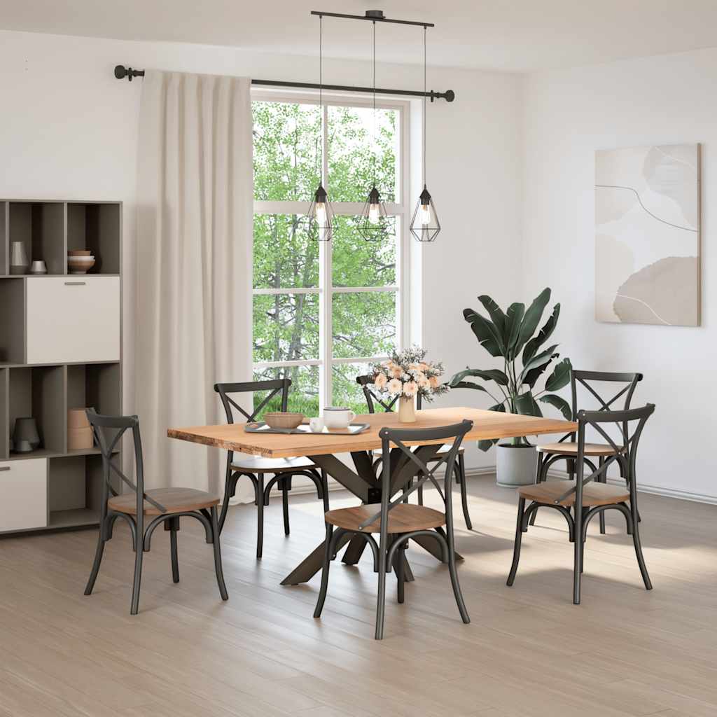 étkezőasztal pók alakú fekete acél láb 120x68x(72-73) cm
