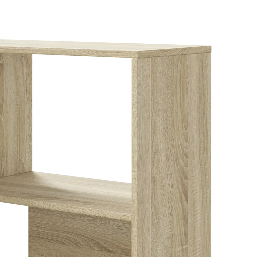 4 szintes sonoma tölgy szerelt fa sarok könyvespolc 85x85x140cm