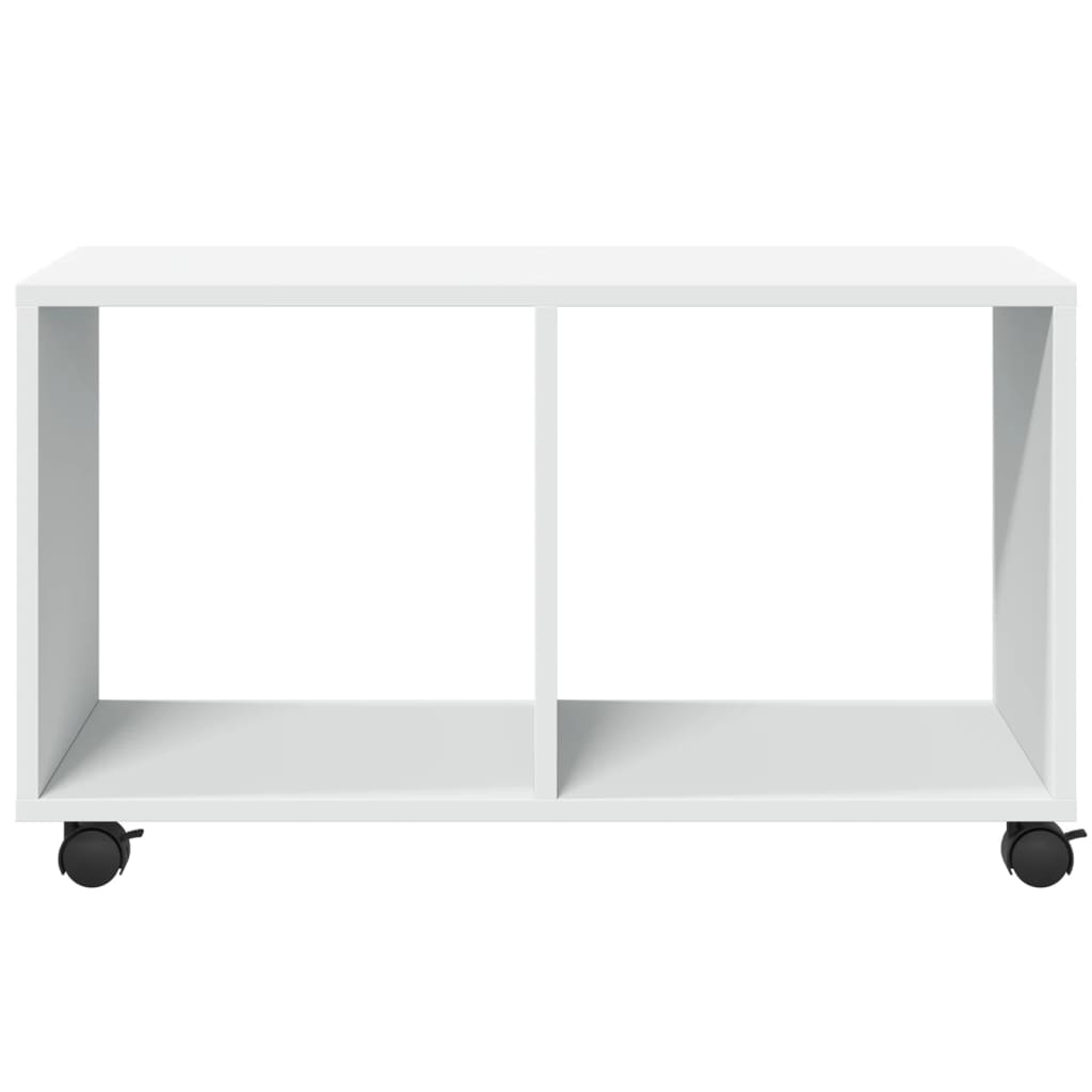 fehér szerelt fa görgős szekrény 72 x 33 x 42,5 cm