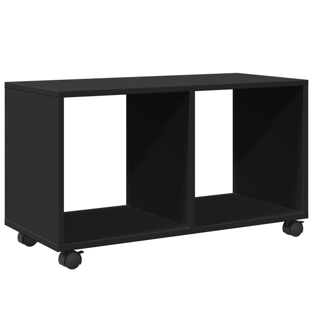 fekete szerelt fa görgős szekrény 72 x 33 x 42,5 cm