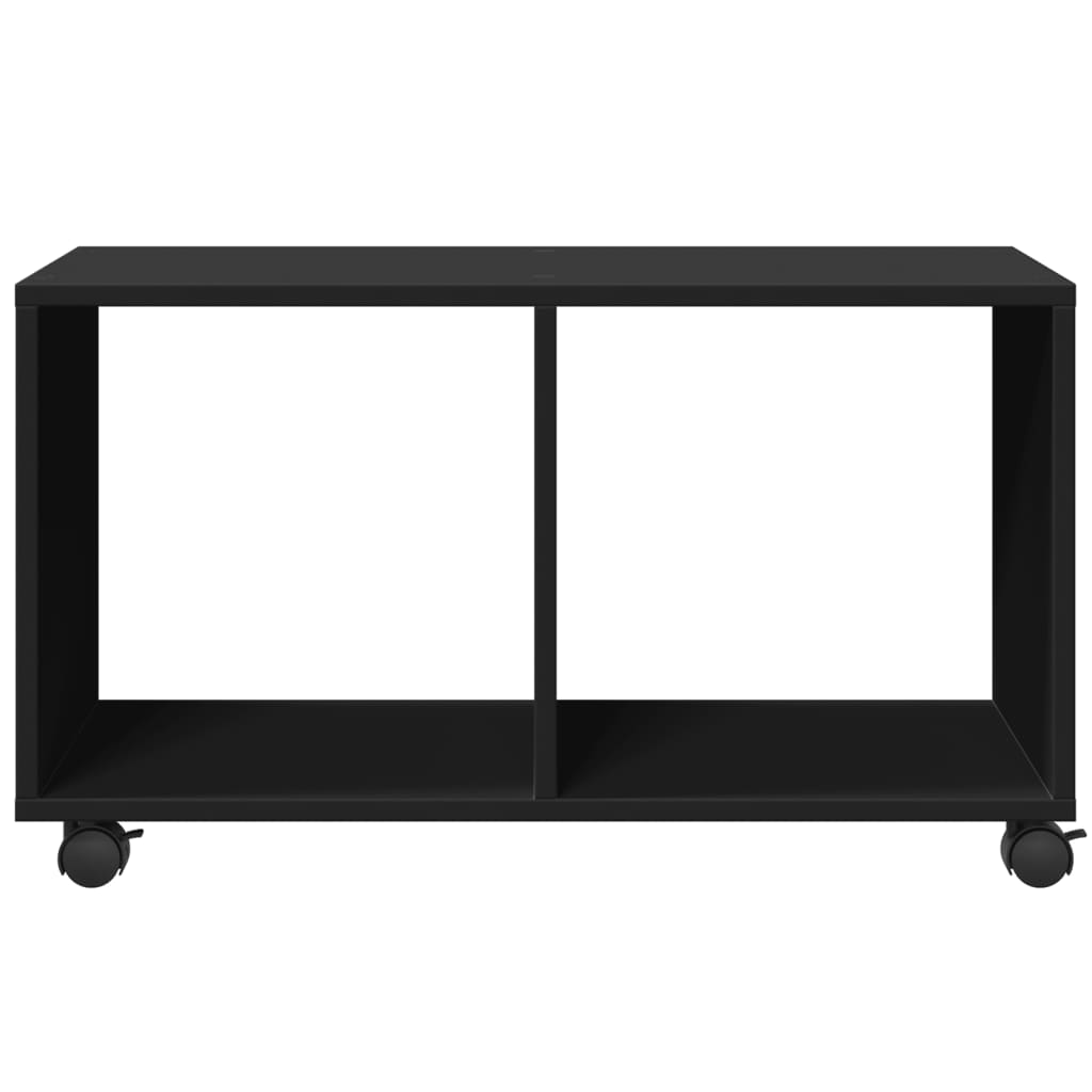 fekete szerelt fa görgős szekrény 72 x 33 x 42,5 cm