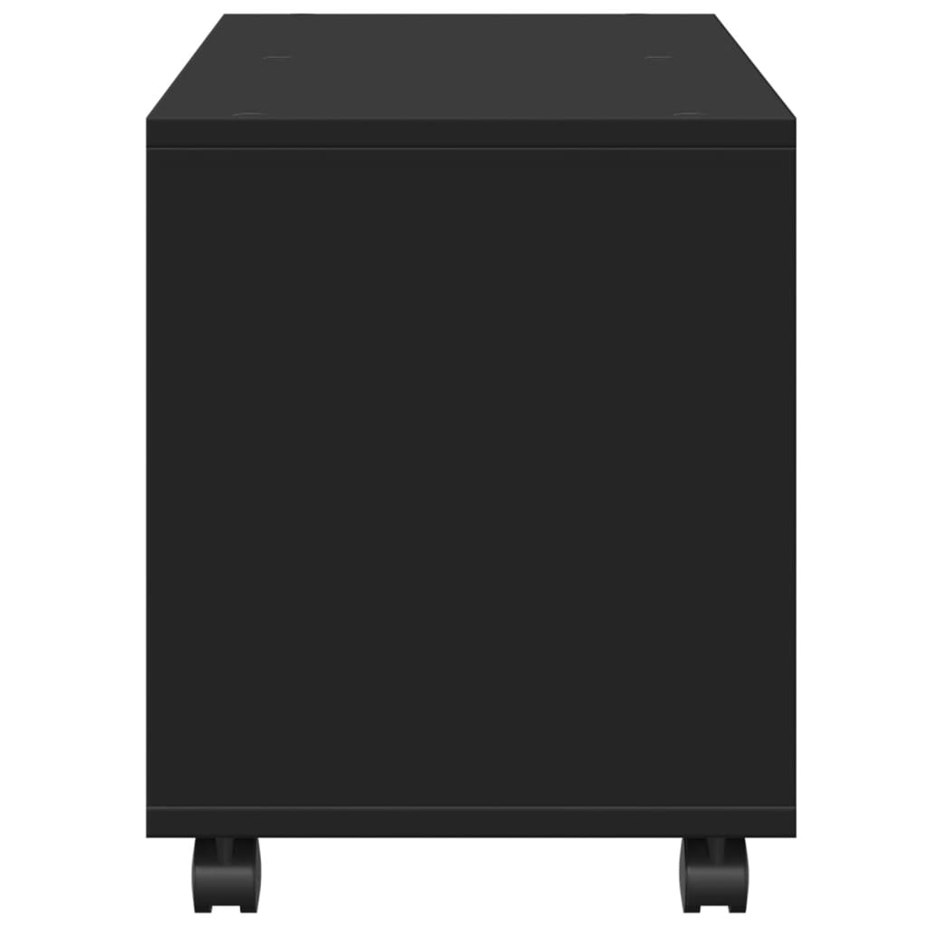 fekete szerelt fa görgős szekrény 72 x 33 x 42,5 cm