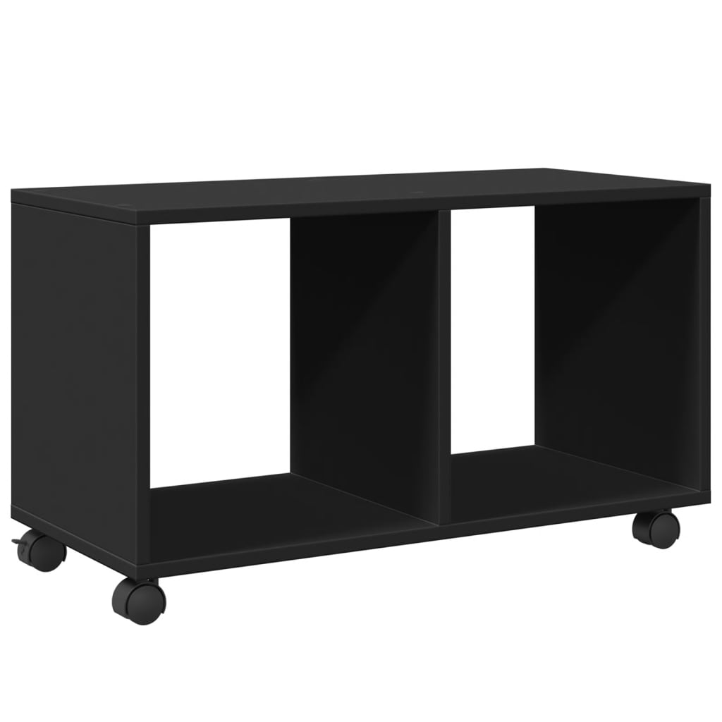 fekete szerelt fa görgős szekrény 72 x 33 x 42,5 cm
