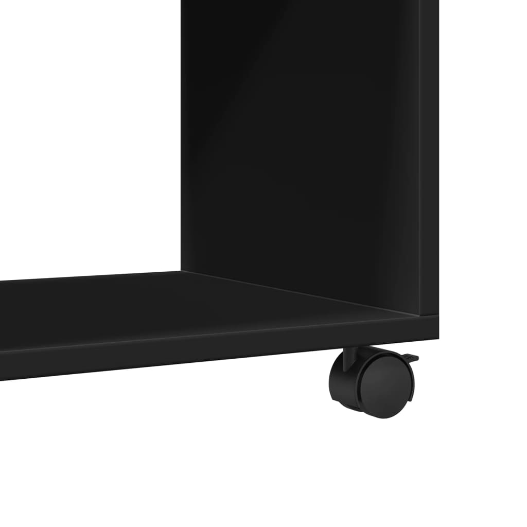 fekete szerelt fa görgős szekrény 72 x 33 x 42,5 cm