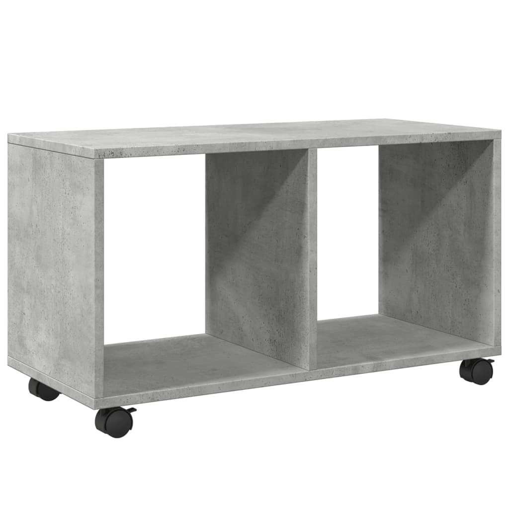 betonszürke szerelt fa görgős szekrény 72 x 33 x 42,5 cm