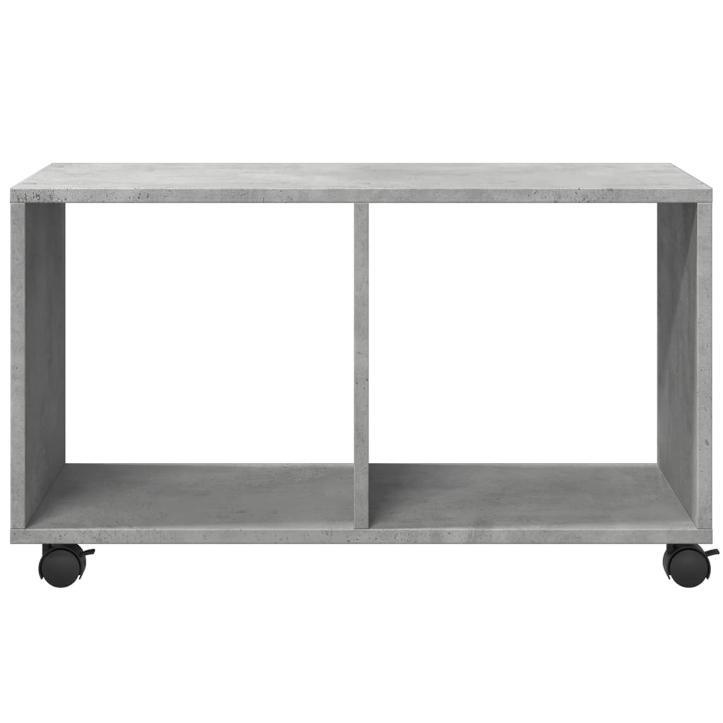 betonszürke szerelt fa görgős szekrény 72 x 33 x 42,5 cm