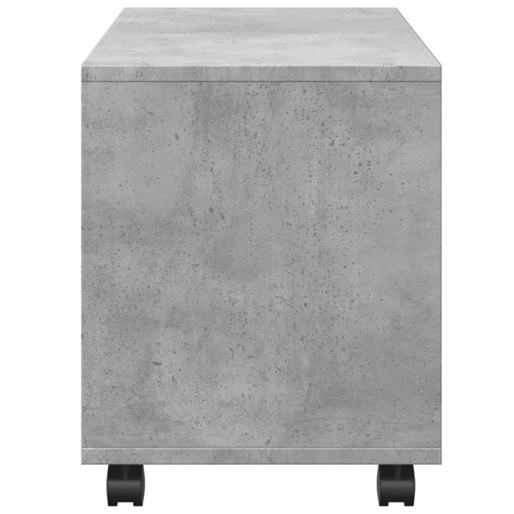betonszürke szerelt fa görgős szekrény 72 x 33 x 42,5 cm