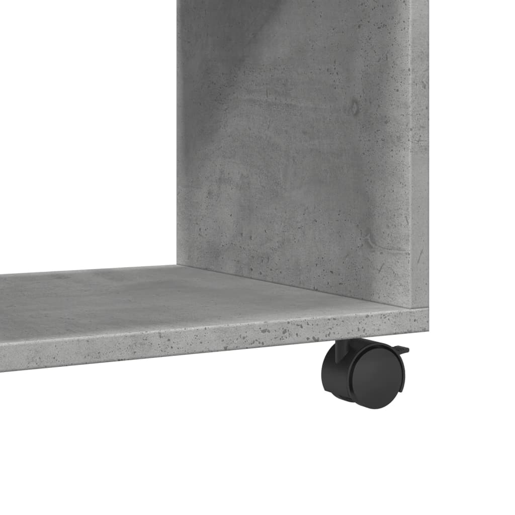 betonszürke szerelt fa görgős szekrény 72 x 33 x 42,5 cm