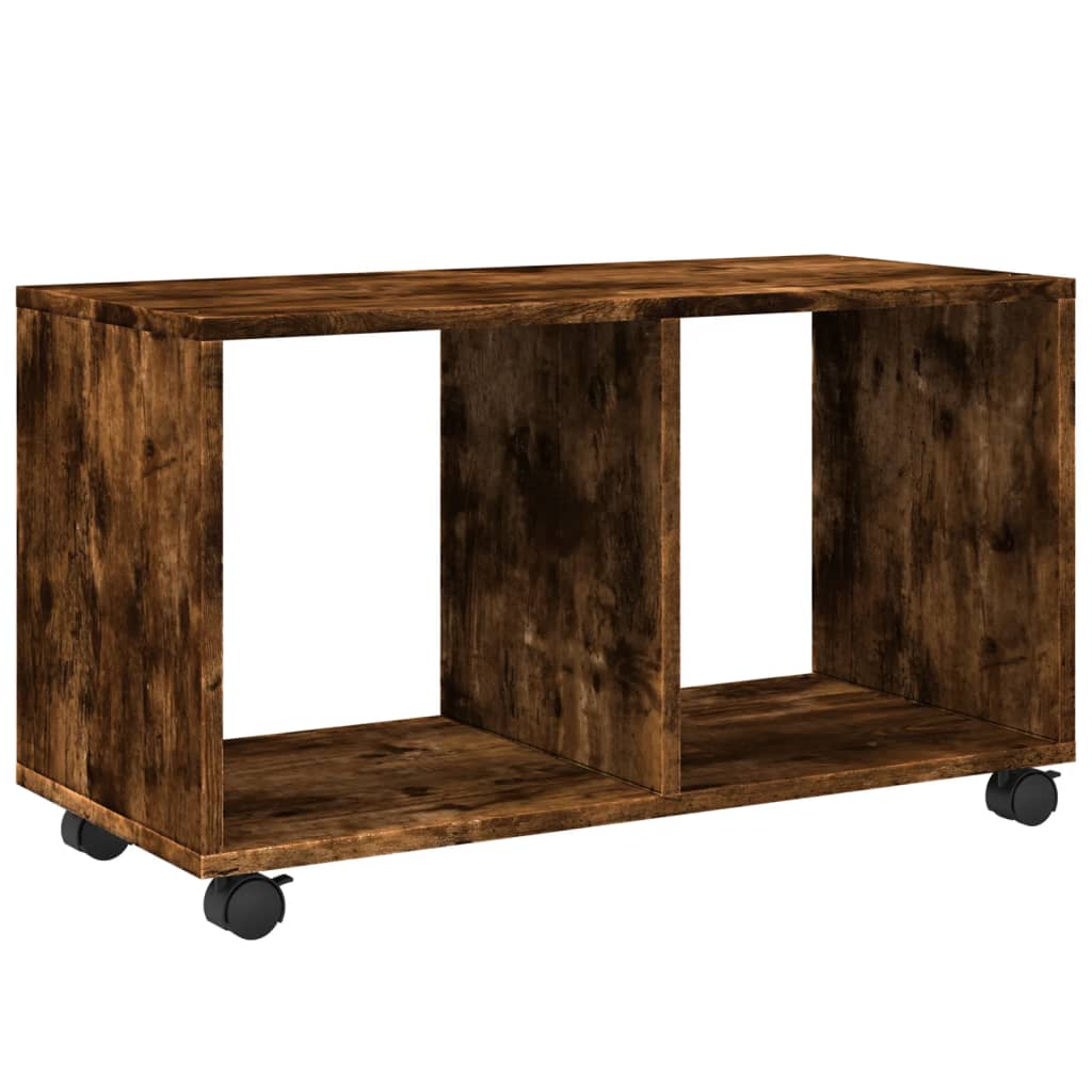 füstös tölgy színű szerelt fa görgős szekrény 72 x 33 x 42,5 cm