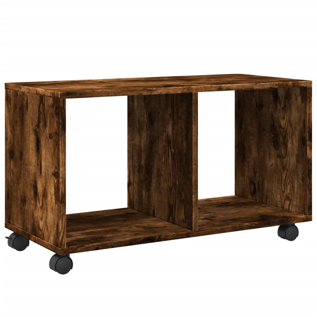 füstös tölgy színű szerelt fa görgős szekrény 72 x 33 x 42,5 cm