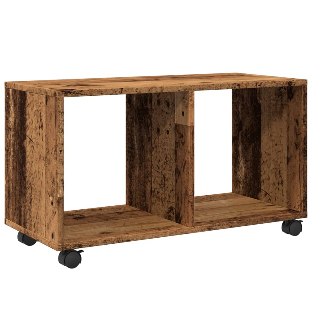 antik fa színű szerelt fa görgős szekrény 72 x 33 x 42,5 cm