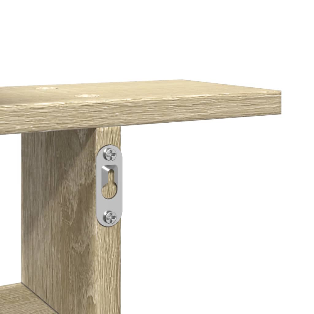 2 db sonoma tölgy színű szerelt fa fali polc 38 x 12 x 38 cm