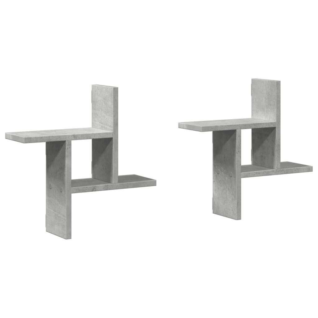 2 db betonszürke szerelt fa fali polc 38 x 12 x 38 cm