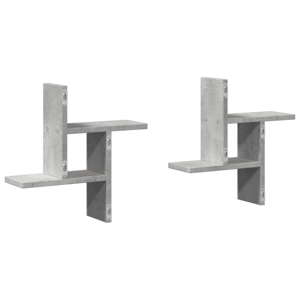 2 db betonszürke szerelt fa fali polc 38 x 12 x 38 cm
