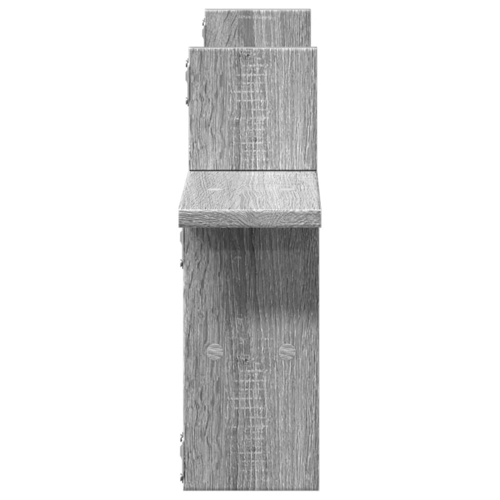 2 db szürke sonoma színű szerelt fa fali polc 38 x 12 x 38 cm