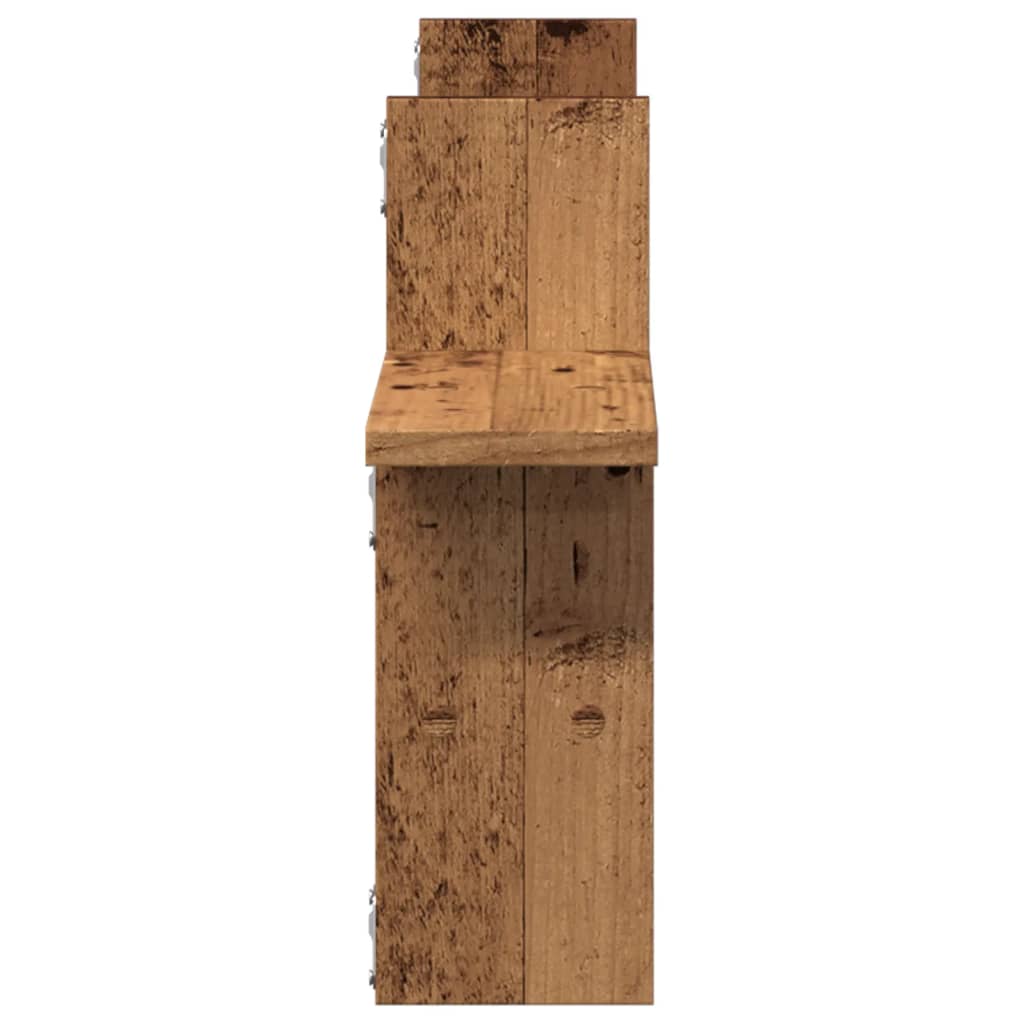 2 db antik fa színű szerelt fa fali polc 38 x 12 x 38 cm