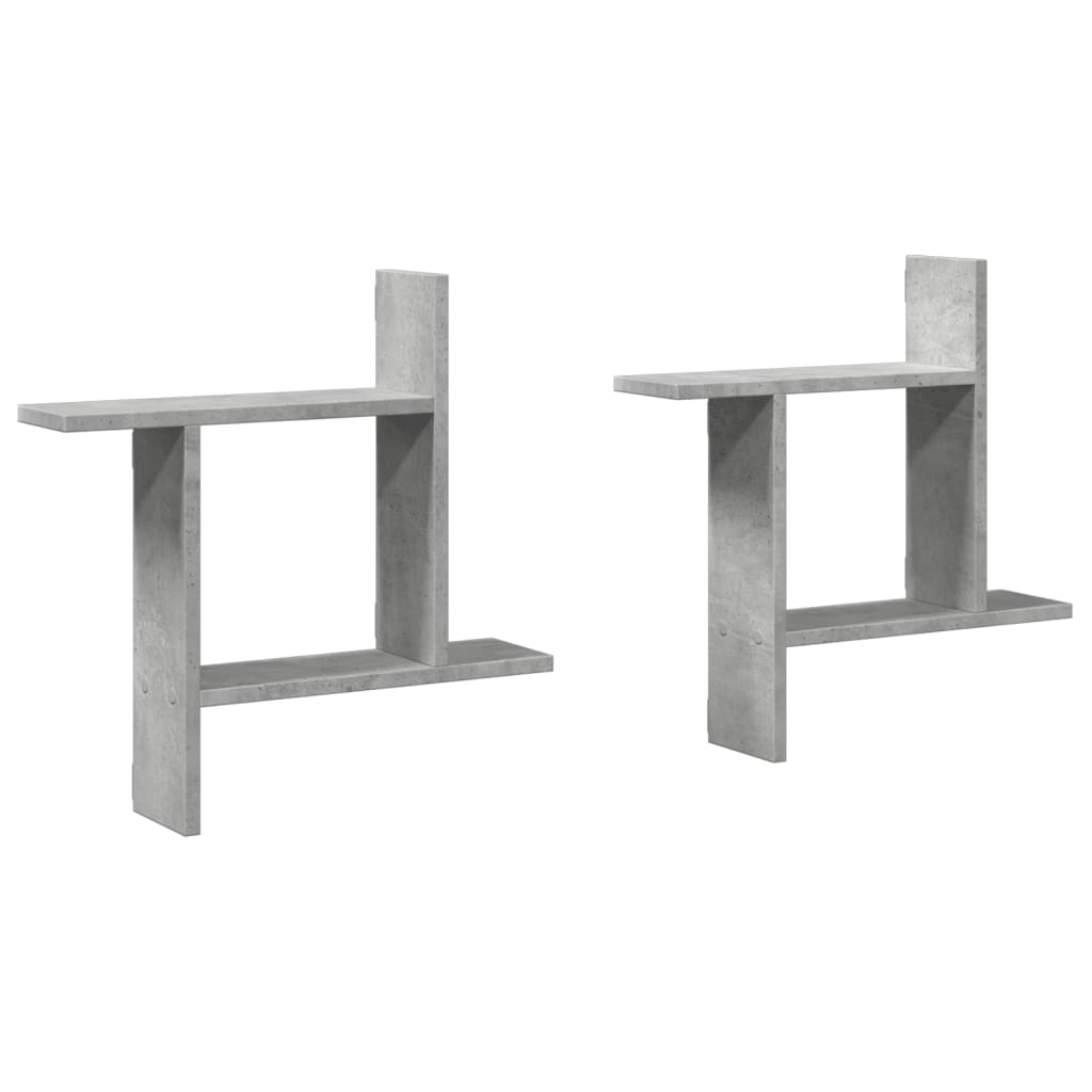 2 db betonszürke szerelt fa fali polc 50 x 12 x 50 cm