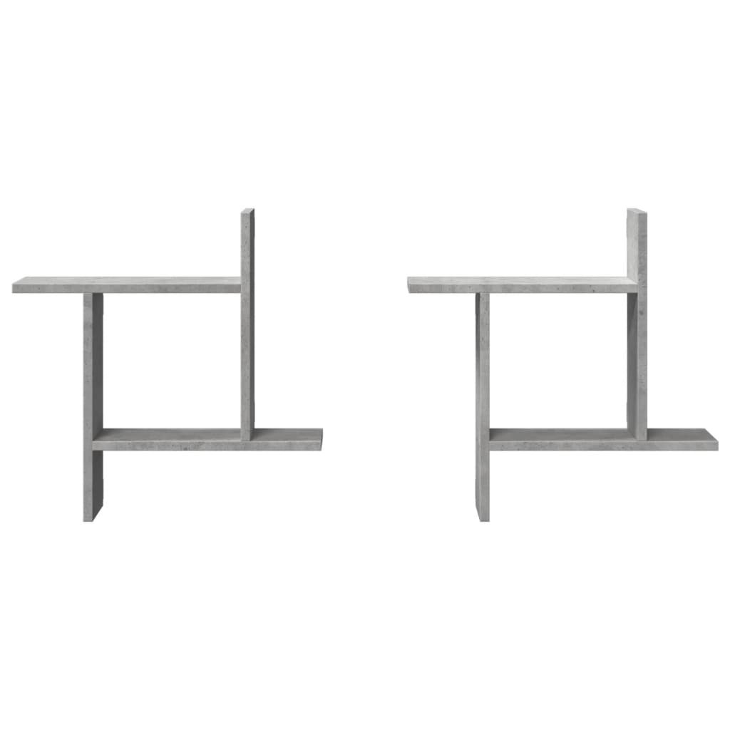 2 db betonszürke szerelt fa fali polc 50 x 12 x 50 cm