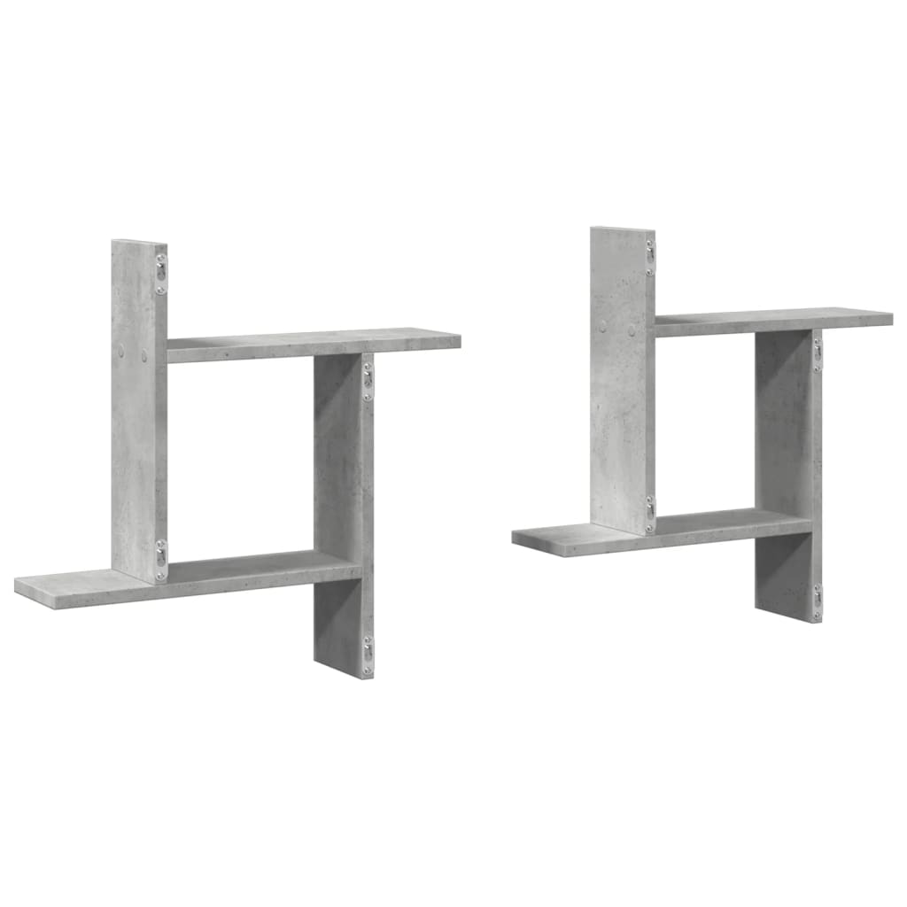 2 db betonszürke szerelt fa fali polc 50 x 12 x 50 cm
