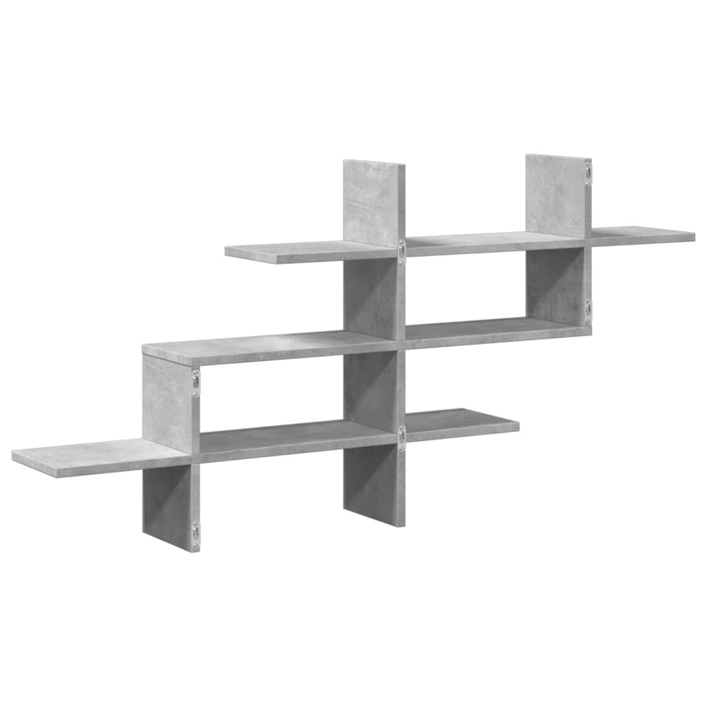 betonszürke szerelt fa fali polc 124,5 x 18 x 60,5 cm