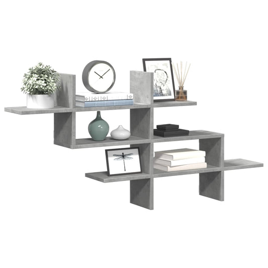 betonszürke szerelt fa fali polc 124,5 x 18 x 60,5 cm