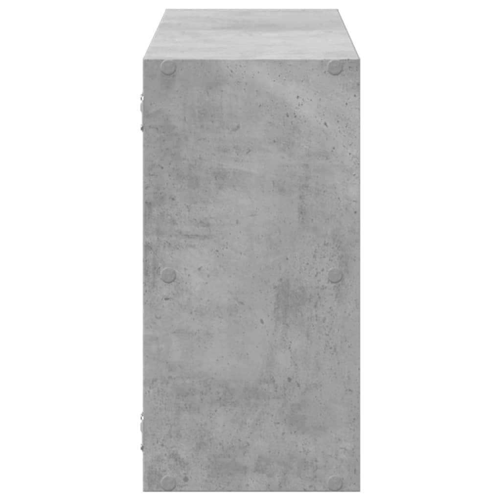 betonszürke szerelt fa fali polc 100 x 25 x 50 cm
