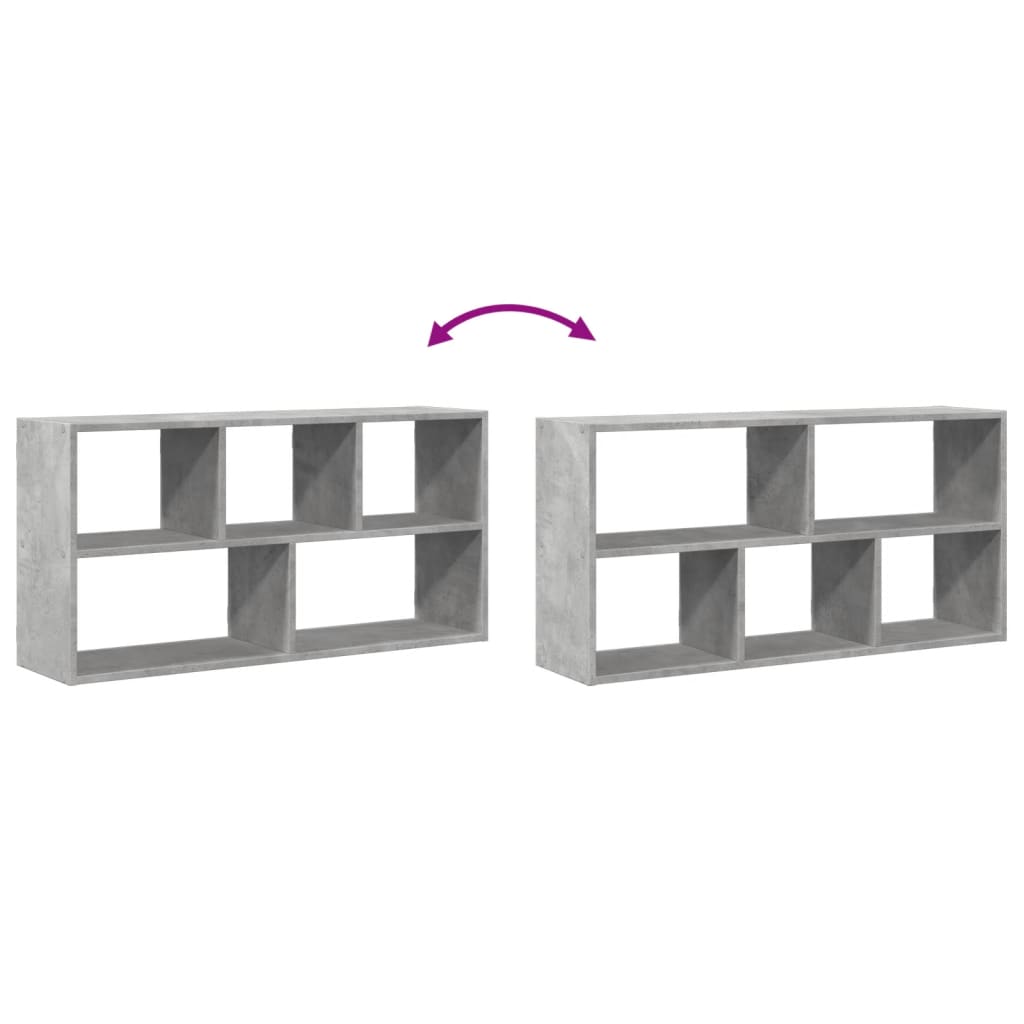 betonszürke szerelt fa fali polc 100 x 25 x 50 cm