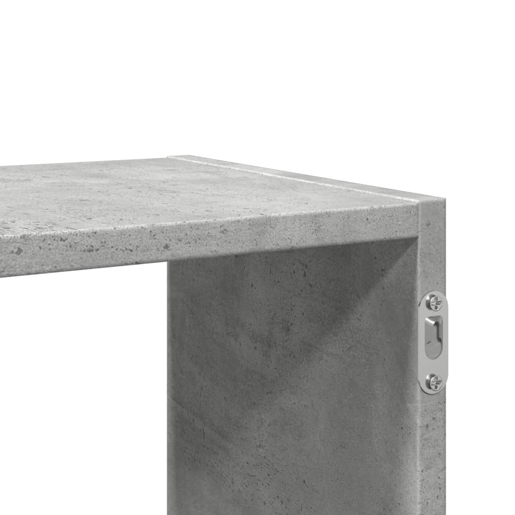 betonszürke szerelt fa fali polc 100 x 25 x 50 cm