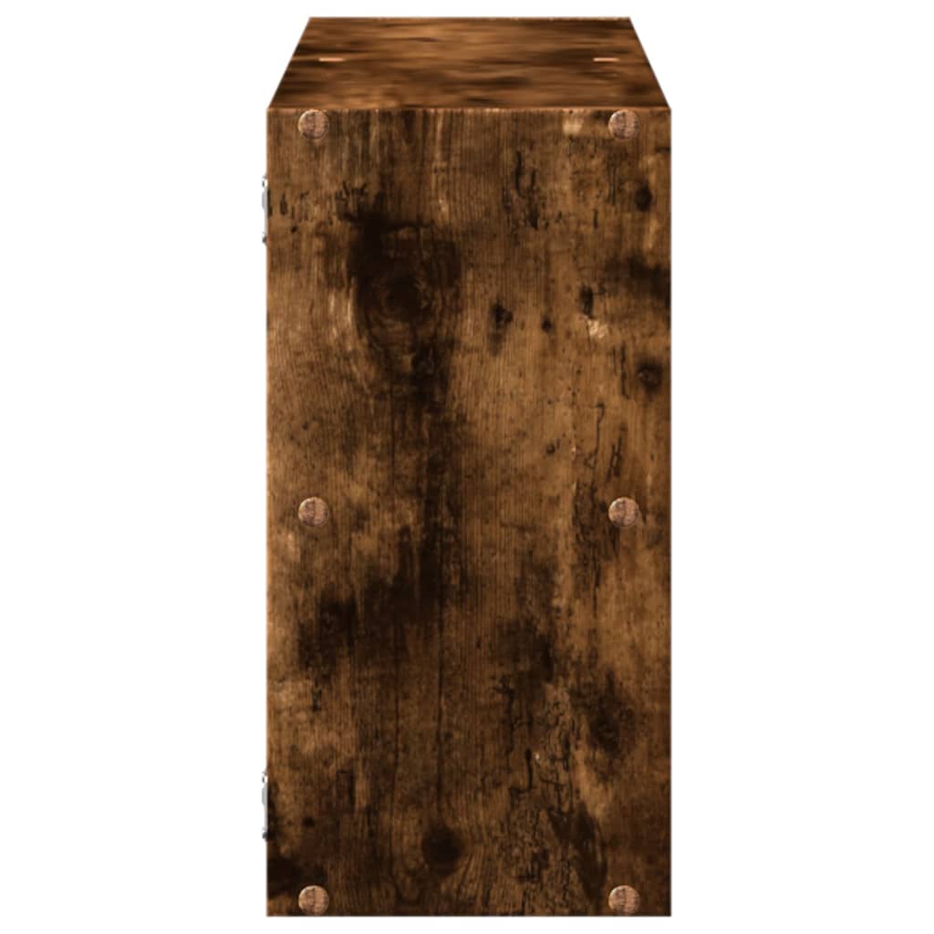 füstös tölgy színű szerelt fa fali polc 100 x 25 x 50 cm
